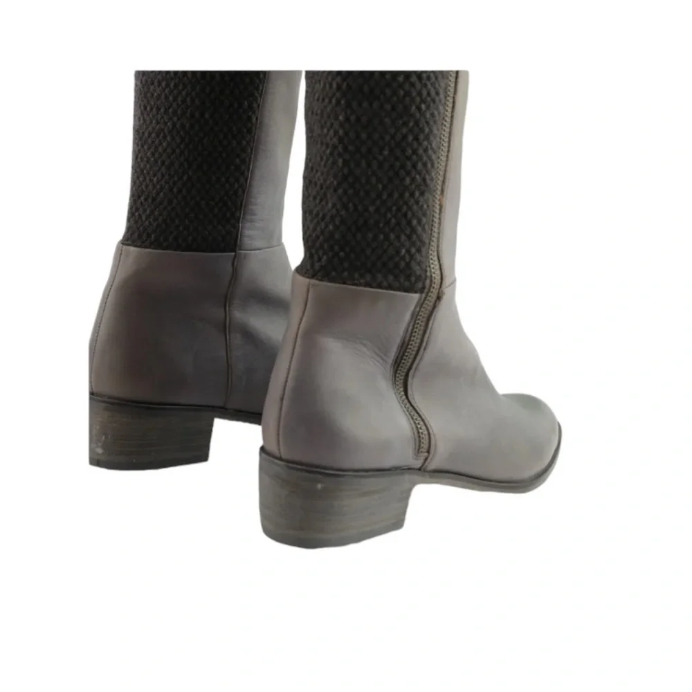 Elliott Lucca Gray Leather Knee-High Boots Size 8.5